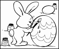Velikonočna pobarvanka zajčka, ki barva jajčka